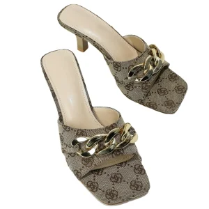 New Summer Women’s High Top Sandals Square Open Toe Mules with Soft Middle Heel for Outside Wear