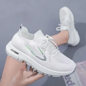 New Trendy Women’s Shoes Breathable and Comfortable Flyweaver Sneakers Thick Soled Women’s Casual Shoes
