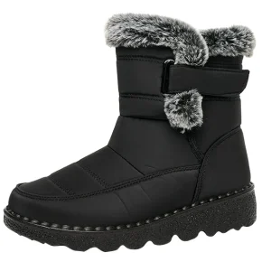 New Women Winter Boots Waterproof Faux Fur Collar Fashion Winter Booties With Zipper Customized Women Snow Boots