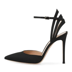 New Women’s Black Pointed Stilettos Pumps Breathable High Heels Sandals Buckle Strap Slip On Party Dress Shoes Fashion