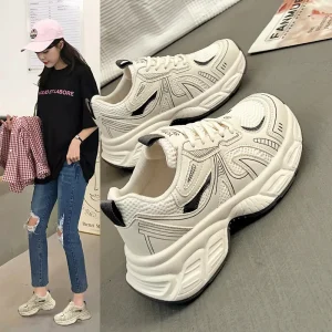 New Women’s Chunky Platform Sneakers for Short Girls Height Increasing Versatile Soft Sole Sports Dad Shoes Best-Selling