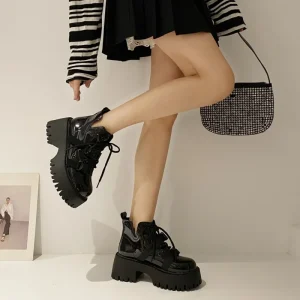 New Women’s Joker Black Short Boots Peep Light Advanced American Explosion Design Thick Soled Single Boots for Spring