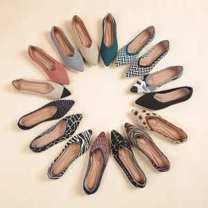 New Women’s Knit Ballet Dressy Flats Comfortable Boat Shoes Flexible Breathable Casual Classic Work Office Walk Pointed Toe Flat