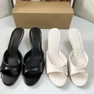 New Women’s Leather Mules High Heel Sandals Stiletto Slide Sandals for Outdoor Wear