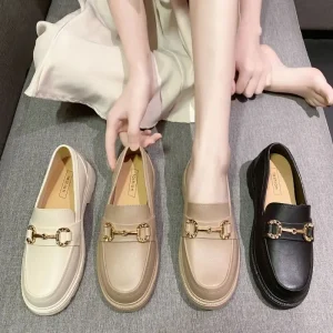 New Women’s Loafers British Soft Sole Waterproof Low Top Slip On Rain Boots Closed Toe Autumn Winter Fashion Trend