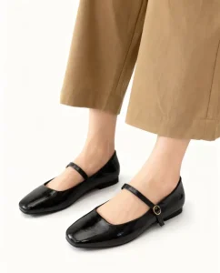 New Women’s Red Comfortable Elegant Trendy Mary Jane Flats Square Toe Solid Color Spring Summer Autumn PU Upper Buckle Barefoot