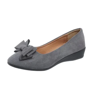 New Women’s Round Head Loafers Medium Heel Rubber Outsole PU Lining Shallow Wedge Large Size