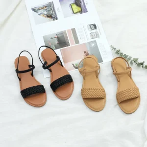 New Women’s Sandals for Summer Soft soled Simple Sandals Women’s Flat Shoes Woven Retro Sandals for Women