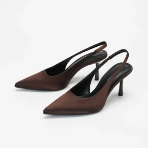 New Women’s Satin Slingback Pointed Toe Stiletto Heel Shoes
