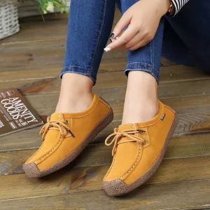 New Womens Shoes Spring Casual Flat Snail Shoes Single Loafers Lace up Versatile Solid Pattern Fashion Trend