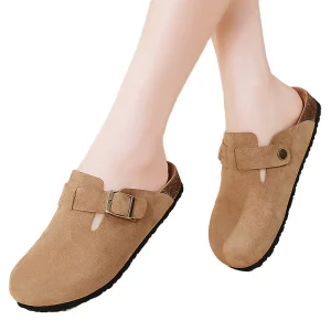 New Womens Shoes for Half Cup Women’s Clogs Mules Korean Style Closed-Toe Slippers Thick Casual Pure Original Casual Shoes