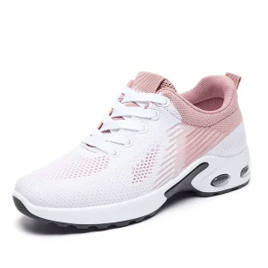 New Women’s Summer Casual Running Sneakers Breathable Mesh Upper Lace Up Closure Anti Slip Striped Fashion Trend
