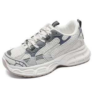 New YZ Men’s Designer Lace-Up Sneakers Mesh Height Increasing Anti-Slip Running Shoes Solid Color Sporty Walking