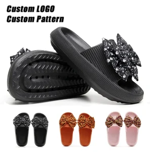 Newly Made Promote Non Slip Thick Sole Summer Outdoor Beach All-Match Non-Slip Platform EVA Women’s Big Bow Indoor Slippers