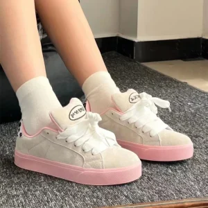 Niche All-Match Women’s Bread Sneakers Solid Lace-up Spring New Arrival Student Casual Trendy PU