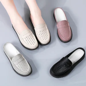 Non Slip Summer Slip On Closed Toe Loafer Slippers Home and Casual Women’s Slippers