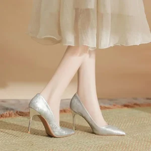 Nude High Heels Women Hollow Elegant Crystal Bridal Shoes