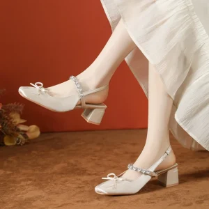 ODM Manufacturer Women’s Mid Heel Pumps Premium Leather Elegant Office Formal Dress Shoes for Women & Ladies