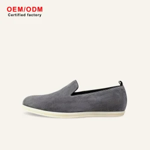 OEM Custom Premium Cashmere Upper Genuine Leather Slip On Lightweight Anti Slip Men’s Women’s Loafers Retro Casual Flat