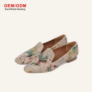 OEM Custom Women’s Sheepskin Lining Stilettos Fashionable Versatile Design Horsehair Embroidery Flats Loafers