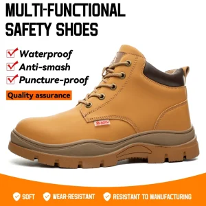 OEM Customised Unisex Winter Canvas Mid Cut Work Shoes Waterproof Steel Toe Puncture Factory Suede Fur Lining