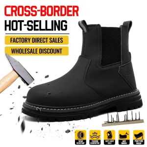 OEM Factory Direct Men’s Winter Canvas Suede Steel Toe Anti Smashing Mid Cut Work Boots