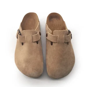 OEM Logo Handcrafted Women’s Suede Leather Winter Anti-Slippery Mule Clog Comfortable Fashionable Breathable Unisex Sandales