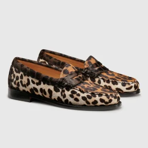 OEM Luxury Leopard Leather Loafer Moccasin Shoes For Women High Quality Flat Slip-On Closure Light Weight For Summer Autumn