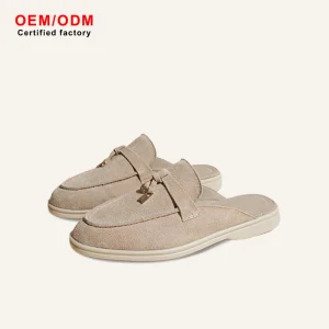 OEM Manufacturer Men’s Women’s Loafers Half Slippers Retro Comfort Soft Cattle Suede Sheepskin Leather Upper Lined Slip On