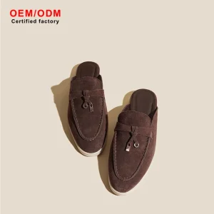 OEM Manufacturer Retro Comfort Soft Cattle Suede Sheepskin Leather Upper Lined Spring Men’s Women’s Loafers Half Slippers