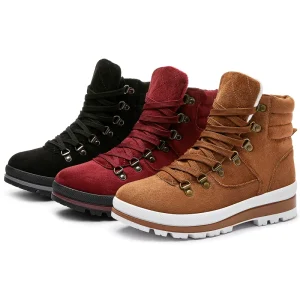 OEM Multifunctional Warm Snow Women Boots Classic Black Lace Up Chunky Hiking Winter Snow Boots For Women