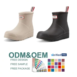 OEM ODM Fashion Wellington Boots for Women with Fleece Lining Keep Warmth Lady Rubber Rain Boot for Garden Outdoor Gumboots