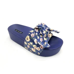 OEM ODM Floral Summer Women Slides with Platform High Heel Small Flower Bowknot Women’s Slippers