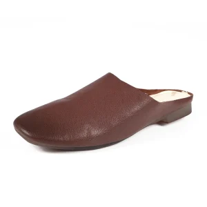 OEM ODM High Quality Soft Women’s Flat Real Leather Mules Shoes Casual Sandals Anti-slip Outdoor Slippers
