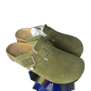 OEM Women’s Chunky Wedge heeled Mules Custom logo Comfortable Soft Casual Genuine Leather Mules Fashion Women Shoes
