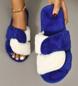 Open Toe Bedroom House Slippers Plush Women Slides Home Shoes Indoor Outdoor