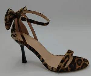 Open Toe Lace up Anti Slippery Breathable Women’s High Heels with Bow Silk Upper Spring Summer Winter Leopard Print