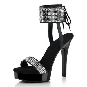 Open Toe Rhinestone Thin Heels 13cm Exotic Dancer Gothic 5Inch Retro Sexy Fetish Platform Sandals Women’s Party Shoes Pole Dance