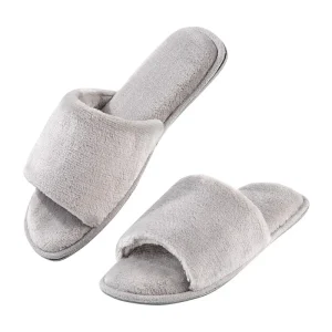 Open Toe Slippers for Women Soft Flannel Indoor Cozy Memory Foam Summer Slip on House Slipper Slides
