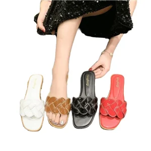 Open Toe Women’s Beach Sandals Summer Artificial Leather Pu Ladies slippers Lightweight Non slip Women slippers
