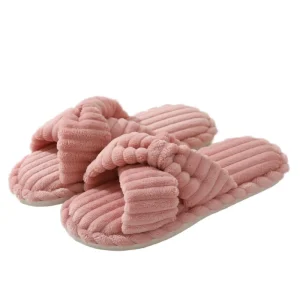 Open Toe Women’s PVC EVA Midsole Thick Sole Soft Anti-Slip Indoor Outdoor Winter Warm Plush for Autumn Parties Gift