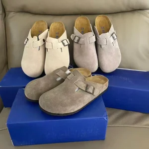 Orthopedic Platform Cork Slippers Soft Foot Bed Cow Suede Upper PVC Outsole Anti Slippery Evergreen Design Lightweight Factory