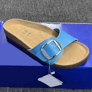 Outdoor Flat Sandal Mules Clog for Real Leather Suede Women’s Cork Foot Bed Solid Light Breathable