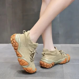 Outdoor Hiking Shoes Mesh Breathable Non-slip Lightweight Solid Color Sports Men’s and Women’s Running Shoes
