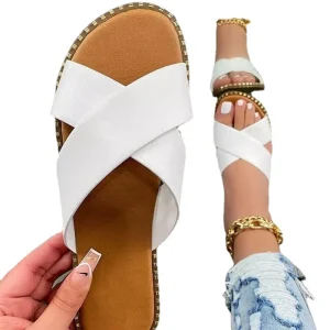 Outdoor One Thong Embroidered Logo Slipper Women Leather Slide Shoes Ladies Shoes