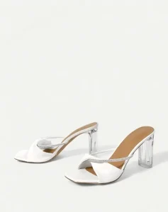 Outdoor Women’s Square Toe Ultra High Heel Rhinestone PU Fabric Slip On Comfortable Breathable Fashion Trend Wedding Sandals