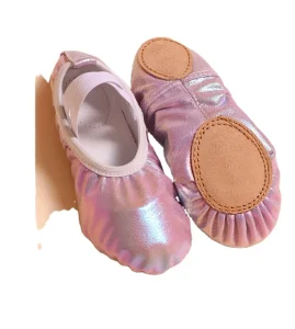 PU Ballet Shoes for Toddler Girls Children Dance Shoe Leather Ballet Flats Kids Soft Sole Gymnastics Shoes Dancing Slippers