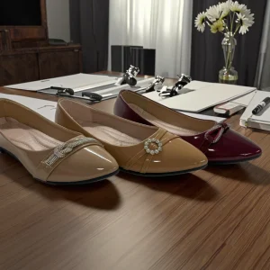PU Leather Women’s Dress Flats Office-Grade Business Shoes with Arch Support for Formal Work & Events