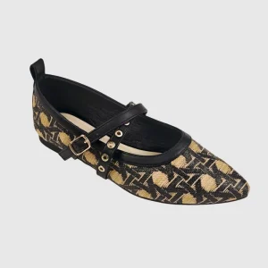 PU Pointed Toe Cross Strap Adjustable Buckle Stylish Closed Toe Women’s Flat Low Cut Comfortable Outdoor Dress Shoes