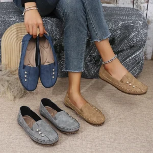 PU Rhinestone Loafers Shoes for Ladies Comfort Slip On Flats for Office & Daily Lightweight & Durable